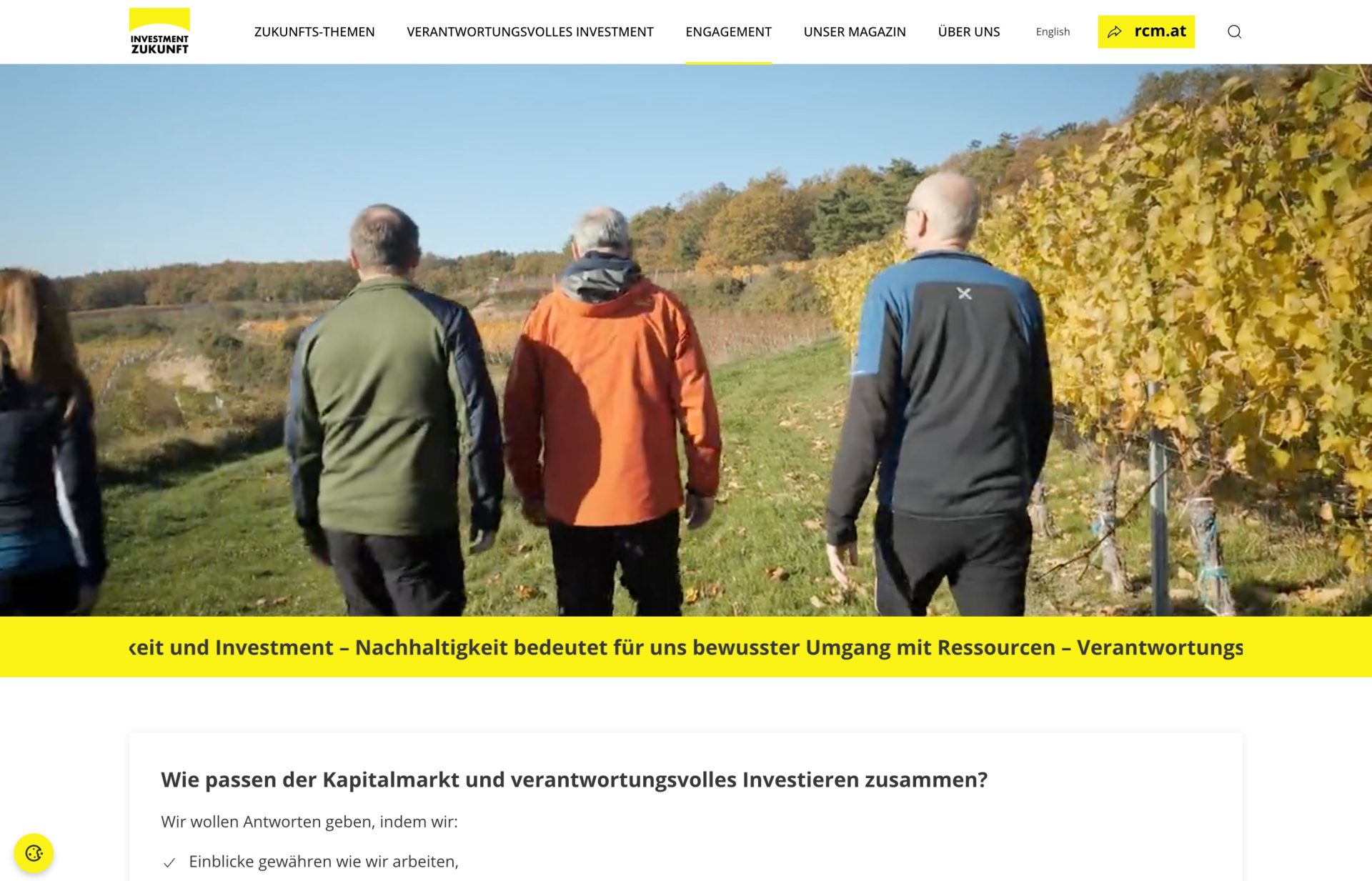 Webseite Investment Zukunft